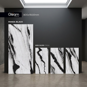 Panda Black 800x1600mm Glazed Porcelain Tiles Marble Look Polished Floor And <b>Wall</b> Tiles For Luxury Interiors - Product Image 1