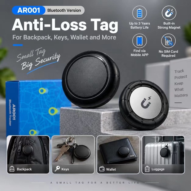 Bluetooth Tracker Tag AR001 for Backpack Keys and Wallet
