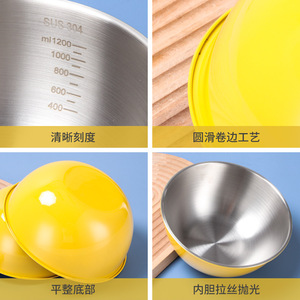 Ensemble de saladiers en acier inoxydable 17 cm, 19 cm, 23 cm, 25 cm, bols de mélange colorés pour la cuisine, la pâtisserie et la préparation des pâtes - Product Image 5