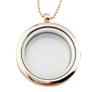 2024 4 Colors Available Glass <strong>Locket</strong> <strong>Floating</strong> Photo <strong>Charm</strong> Pendent Necklace - Product Image 4