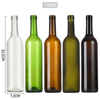 Botol kaca anggur 750ml bening Amber kustomisasi botol kaca buram