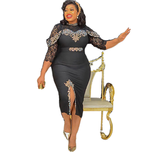 Nouvelle Robe Longue L-3XL à Taille Naturelle, Fendue aux Hanches, Manches Mi-Longues, Ornée de Perles, Tissée, Respirante, Écologique, avec Ceintures et Découpes Tendance - Product Image 1