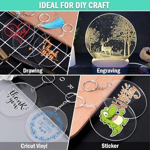 30pcs 3 inch rõ ràng <span class=keywords><strong>Acrylic</strong></span> đĩa DIY Craft dự án Keychain khoảng trống cho Vinyl Khắc Đồ trang trí Rack hiển thị - Product Image 6