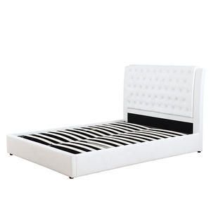 Willsoon Modern <strong>White</strong> Leather Upholstered Gas Lift <strong>Storage</strong> <strong>Bed</strong> Wooden <strong>Frame</strong> for Home and Bedroom Furniture Wholesale - Product Image 1