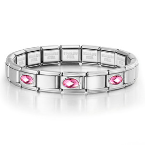 Pulsera Combinada Ovalada de Acero Inoxidable con 3 Cuentas, Incrustaciones de Zirconia, Correa de Reloj Modular Desmontable, Joyería Unisex, Regalo - Product Image 5