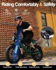 Vélo électrique tout-terrain Qlife Spark Retro 20 pouces 48v avec pneus larges et suspension intégrale - Product Image 5