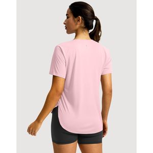 2025 <b>Women's</b> Workout Gym <b>Tops</b> Sun Protection Athletic Gym Run T-Shirts Short Sleeve Loose Fit UPF 50+ Cornus <b>Pink</b> 2XL - Product Image 5