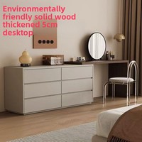 Table de maquillage multifonctionnelle en bois massif moderne et simple avec armoire de rangement et éclairage intégré pour la chambre à coucher