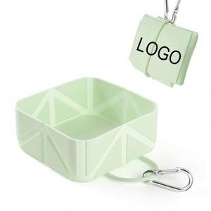 Custom Logo <b>Screen</b> Printed 2 in 1 Eco-Friendly Durable Silicone <b>Folding</b> Bowls for Cats & Dogs-Portable Outdoor Travel Bowls - Product Image 1