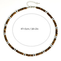Collier personnalisé en pierre naturelle œil de tigre et perles de coquillage Puka, perles de coquille de noix de coco marron, bijoux de plage d'été en coquillages et conques