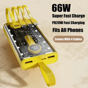Banco de energía transparente 20000mAh Cable incorporado 66W Cargador de teléfono portátil de carga súper rápida Batería externa Batería <span class=keywords><strong>auxiliar</strong></span> - Product Image 3