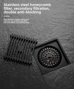 Sifone per doccia grigio anti-odore per bagno, universale, di grandi dimensioni, per il trasferimento del tubo di <span class=keywords><strong>scarico</strong></span> - Product Image 6