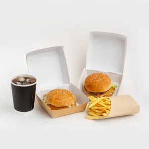 YASONPACK Mini boîte à hamburger pliable en carton en papier kraft pour 2 hamburgers à la dinde