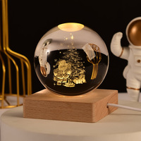 Décoration d'intérieur en dropshipping : Boule de cristal lumineuse 3D, veilleuse galaxie sculptée, cadeau original pour l'artisanat domestique