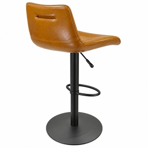 Taburete de Barra Giratorio Moderno, Tapizado en PU Marrón, Altura Ajustable, con Reposapiés, para Cafetería, Cocina, Isla, Precio DDP en EE. UU. - Product Image 4