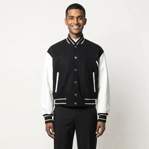 High Quality Hot Sale Branded Design <b>Men</b> Varsity <b>Jacket</b> Low Price Black <b>White</b> CollegeBaseballjacket for <b>men</b> - Product Image 1