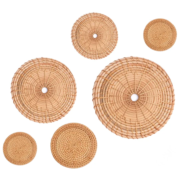 Popular Home Accessories Vintage Dinning Room Turkish Wall Basket Decor Rounded Natural Woven 3 Set Hanging Bathroom