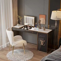 Table de toilette moderne et contemporaine en bois, style luxueux et élégant, design intégré, mobilier de chambre haut de gamme pour influenceurs