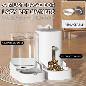 Distributeur automatique d'aliments pour animaux de compagnie de grande capacité, écologique, bouteille de stockage de nourriture pour chiens et chats, bol d'eau potable, design pliable en plastique durable - Product Image 4