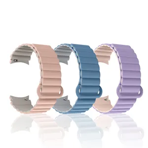 Correas de reloj de silicona magnéticas RYB para Samsung Galaxy Watch 4 6 5 20mm correa de brazalete deportivo de goma para reloj inteligente 4