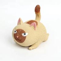 Mainan Kucing Bulat Lucu yang Dapat Diremas TPR Pereda Stres Mainan Fidget Dekompresi Hadiah Mini untuk Anak-anak