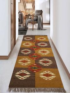 Alfombra de yute de lana Kilim rústica de primera calidad, alfombra geométrica hecha a mano para sala de estar, oficina, alfombras y juegos decorativos elegantes para el hogar - Product Image 2