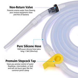 Sac à eau en silicone 2L avec 4 raccords de tuyau de buse Sac de lavement de nettoyage intestinal pour chien Rincer l'intestin avec de l'eau - Product Image 4