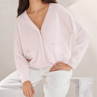 Pull en cachemire pour femmes, style décontracté, design simple, cardigan uni à col en V tricoté avec poches