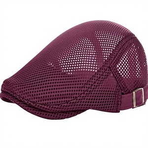 Béret en tissu Oxford personnalisé en maille, style anglais, en coton, unisexe, mode artiste, à calotte plate, réglable, pour l'extérieur, vente en gros - Product Image 1