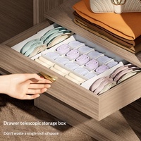 Boîte de rangement pour sous-vêtements en plastique avec séparateurs télescopiques 3-en-1, organiseur de soutien-gorge, sous-vêtements et chaussettes, design moderne, compartiments extensibles