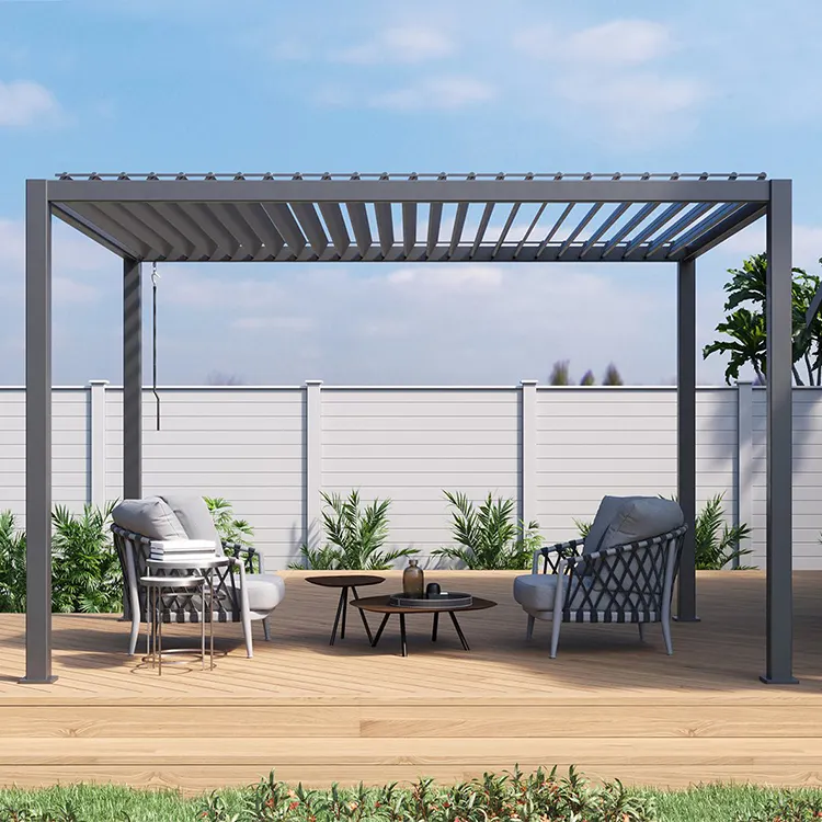 High Quality Bioclimatic Aluminium Gazebo Awning garden canopy for sunshade manufacture