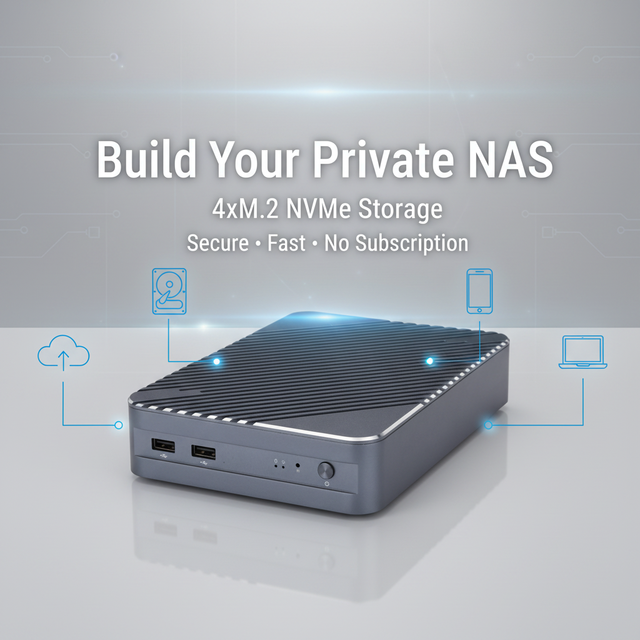 Qotom NAS Storage Server 11th Gen Intel Core I7 1165G7 Processor High Performance Desktop Portable NAS Mini PC