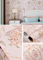 Papier peint autocollant romantique UDK à motifs floraux, 0,45*10m, amovible, roses, pour la décoration de chambre à coucher