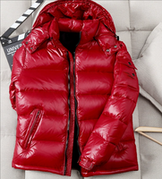 Manteau d'hiver de luxe pour homme en gros, veste à capuche personnalisée rembourrée de duvet de canard, fermeture éclair, épaisse et brillante, coupe classique pour l'extérieur