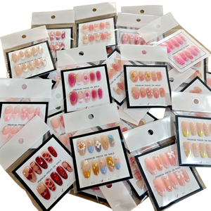 Venta al por mayor, paquete de 10 <span class=keywords><strong>uñas</strong></span> postizas acrílicas 3D con forma de almendra y stiletto, diseño mixto aleatorio, hechas a mano para dedos. - Product Image 5