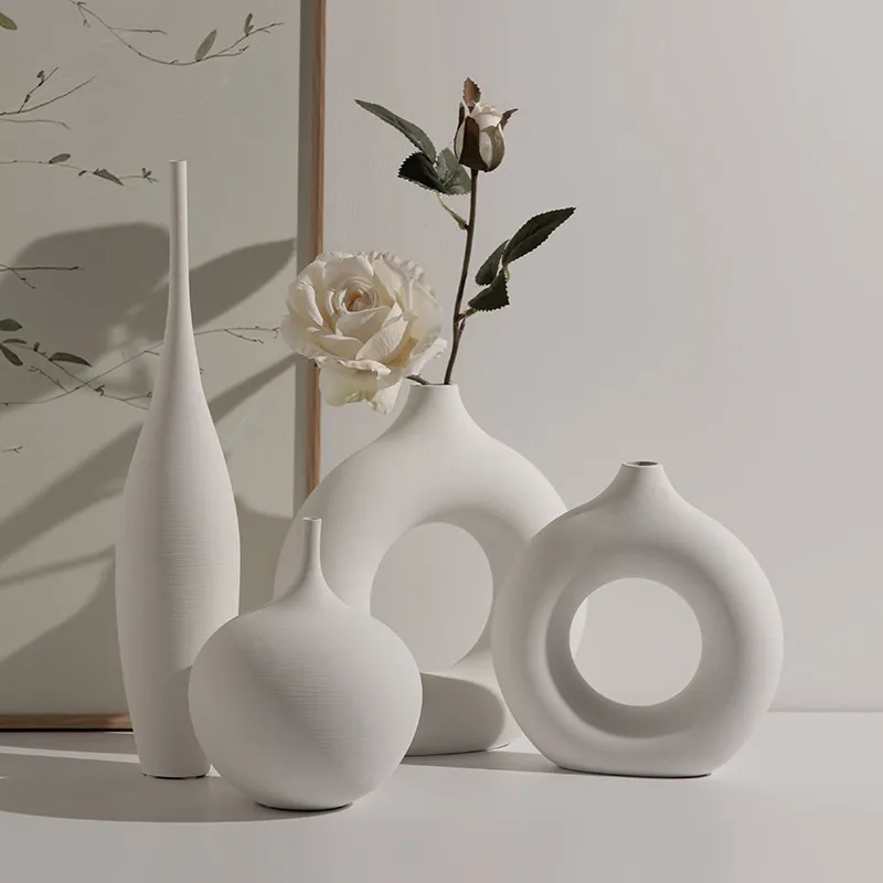 シンプルなダイニングテーブル様々なスタイルラウンド花瓶家の装飾リビングルームセラミック花瓶