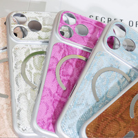 Funda Magnética de Lujo con Patrón de Piel de Serpiente para iPhone 17 Pro Max 16 15 14 13 Pro Max, Antigolpes, con Carga Inalámbrica
