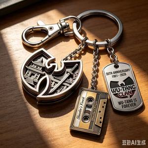Porte-clés en métal Wu-Tang Clan 35e anniversaire avec pendentif Dog Tag et cassette, cadeau pour les fans - Product Image 3