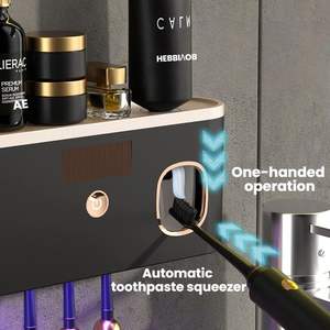 Esterilizador UV Inteligente de Cepillos de Dientes con USB para Montar en la Pared con Soporte para Vaso y Caja de Almacenamiento de Plástico para una Desinfección Conveniente - Product Image 3