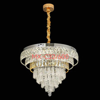 Lustres en cristal personnalisés, lampes rondes en acier inoxydable et cristal K9 pour salon, luminaires suspendus pour l'intérieur
