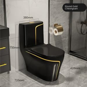 Abattant de toilette en céramique noire de luxe léger, pompage par siphon, design moderne pour salles de bain <span class=keywords><strong>à</strong></span> domicile - Product Image 6