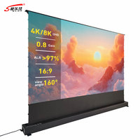 Écran de projection motorisé OEM 100/120 pouces à levage par le sol, pour projecteurs à focale ultra courte/longue, anti-lumière ambiante, 4K HD 16:9, portable pour la maison