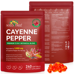 SOLOTREE 240 Softgels Cayenne Peper Capsules Dagelijkse Wellness Spijsverteringsondersteuning Cayenne Peper <span class=keywords><strong>Softgel</strong></span> Supplement voor Mannen & Vrouwen - Product Image 1