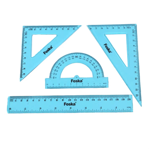 Set di Righelli Geometrici in Plastica Foska, Righello Triangolare e Goniometro per Scuola, Famiglia e Ufficio - Product Image 1