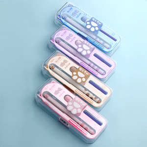 <span class=keywords><strong>Stylo</strong></span> <span class=keywords><strong>plume</strong></span> effaçable en plastique Kawaii avec motif de patte de chat, encre sensible à la chaleur par friction magique, pour les fournitures scolaires des étudiants, papeterie - Product Image 1