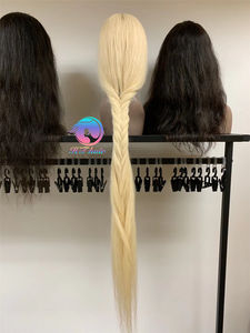 Perruque en dentelle complète HTHAIR de qualité supérieure, 40 pouces, 613, cheveux vierges bruts, pré-épilés, sans colle, perruque en cheveux humains en stock pour le style de la mannequin <span class=keywords><strong>Niki</strong></span> - Product Image 4