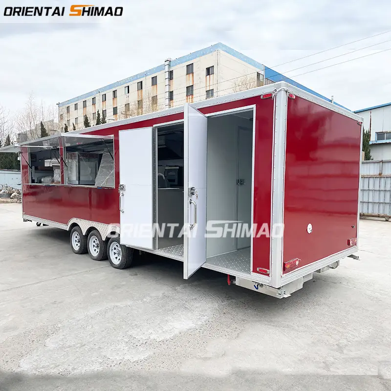 Mobil makanan jalan mobil mewah trailer es krim van makanan jalan dengan toilet untuk dijual