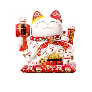 MLY dekorasi rumah listrik 11 inci ukuran besar keramik bisnis berkembang Maneki Neko kucing Beruntung dengan pemanggil kucing - Product Image 6