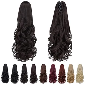 High Quality Claw Clip In Ponytail 20Inch 140g Synthetic Wavy Hair Pieces Ponytail Extensions for Women Girls wig braid