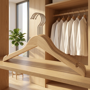 Unpainted Wooden Coat Hangers for Men Women Customized Logo Durable Modern Design 44x1.2cm/38x1.2cm Wardrobe & Clothing Store - Product Image 5
